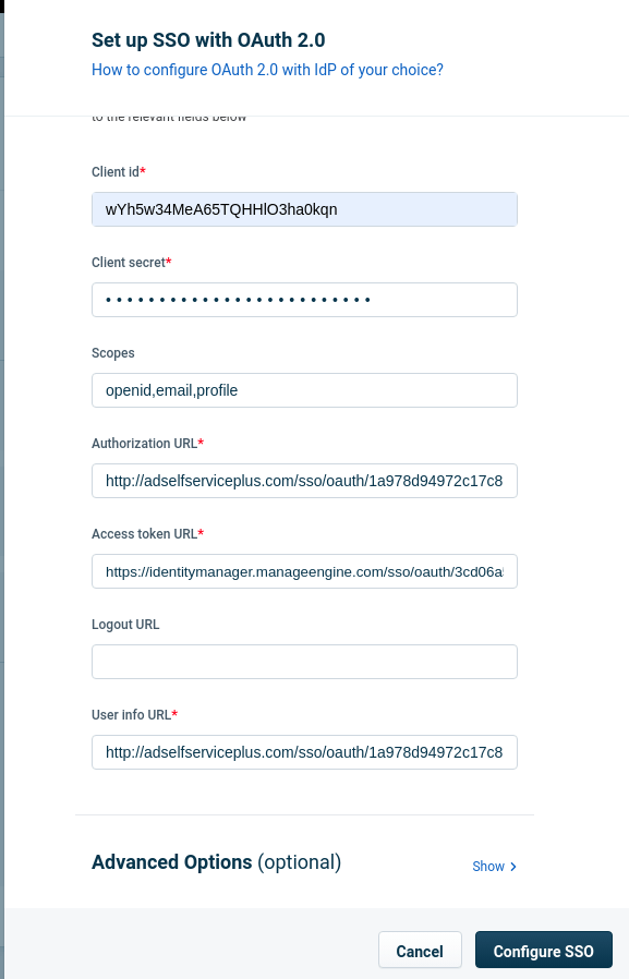 Configure Oauth or OpenID Connect SSO for custom application